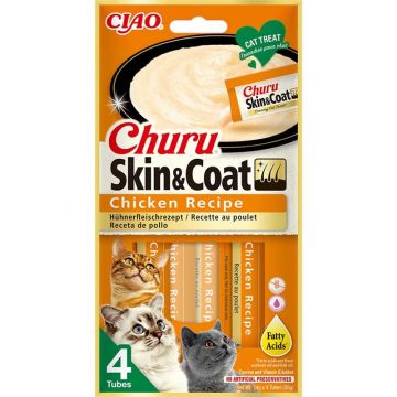 Inaba Cat Churu Skin & Coat Chicken 4x14g Inaba Cat Churu Skin & Coat Chicken 4x14g