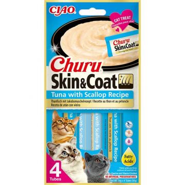 Inaba Cat Churu Skin & Coat Tuna & Scallop 4x14g Inaba Cat Churu Skin & Coat Tuna & Scallop 4x14g