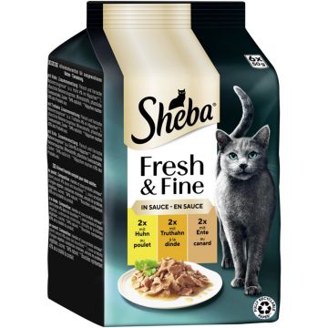 Sheba P.B. MP Fresh & Fine Huhn, Truthahn & Ente in Sauce 6x50g (Menge: 6 je Bestelleinheit)