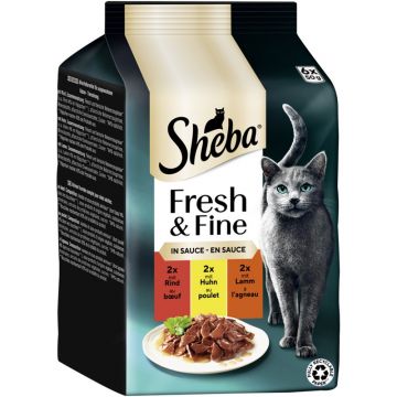 Sheba P.B. MP Fresh & Fine Rind, Huhn & Lamm in Sauce 6x50g (Menge: 6 je Bestelleinheit)