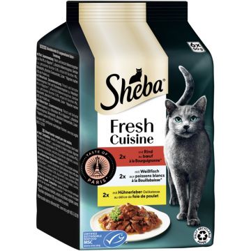 Sheba P.B. MP Fresh Cuisine Taste of Paris Rind, Weissfisch & Hühnerleber 6x50g (Menge: 6 je Bestelleinheit)