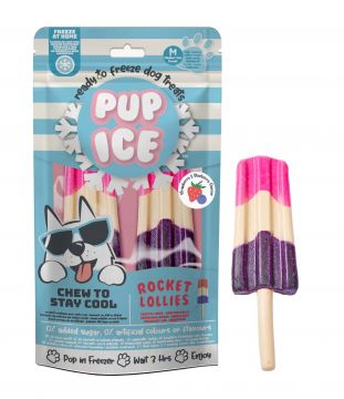 Pup Ice Dog Snack Rocket Lollies Strawberry & Blueberry &quote;M&quote; 1 x 2 Stück