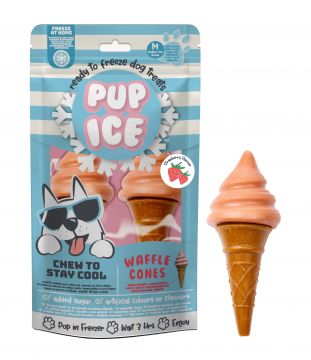 Pup Ice Dog Snack Waffle Cones Strawberry &quote;M&quote; 1 x 2 Stück