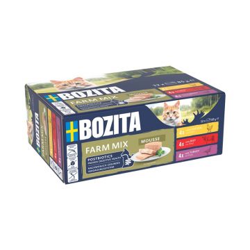 Bozita Cat Dose Mousse Mixed Farm 12x85g