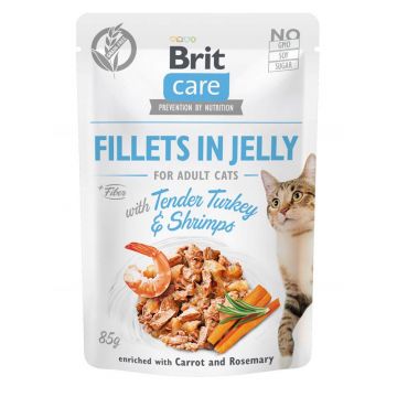 Brit Care Cat Fillets in Jelly with Tender Turkey & Shrimps 85g (Menge: 24 je Bestelleinheit)
