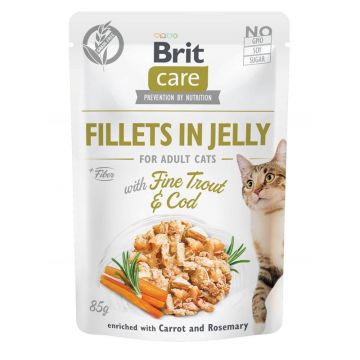 Brit Care Cat Fillets in Jelly with Fine Trout & Cod 85g (Menge: 24 je Bestelleinheit)