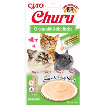 Inaba Cat Churu Chicken & Scallop 4 x 14g Inaba Cat Churu Chicken & Scallop 4 x 14g