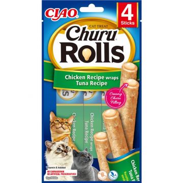 Inaba Cat Churu Rolls Chicken & Tuna 4 x 10g Inaba Cat Churu Rolls Chicken & Tuna 4 x 10g