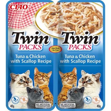 Inaba Cat Ciao TwinPack Tuna & Chicken & Scallop in Scallop Broth 2x40g